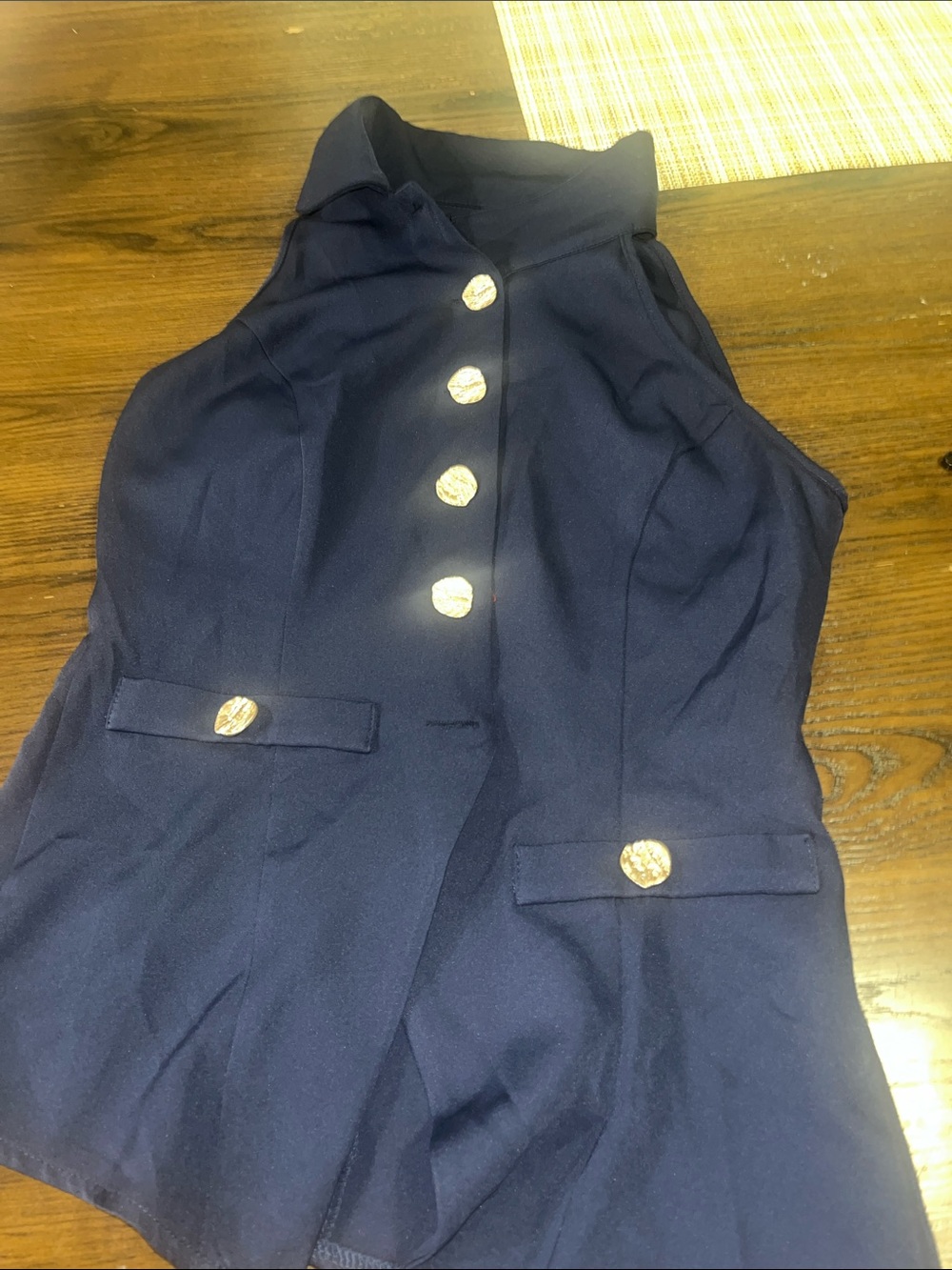 SHEIN Navy Sleeveless Button-Front Halter Camisole